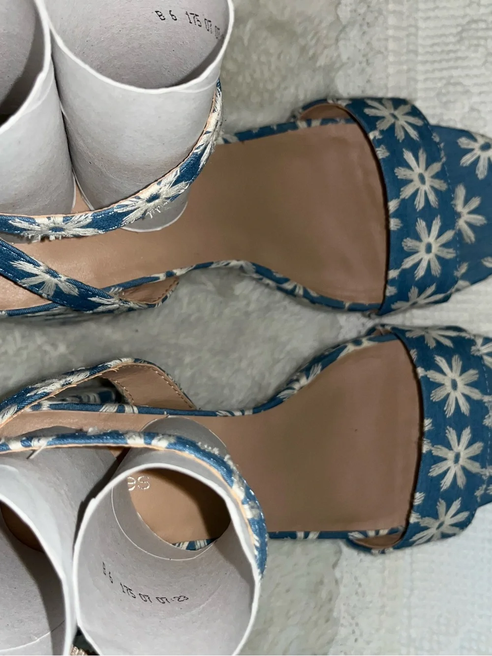Maurices Blue Floral Platform Sandals with Ankle Strap